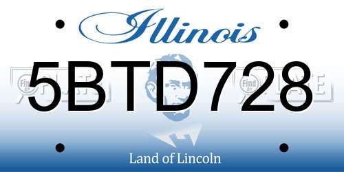 5BTD728 Illinois License Plate