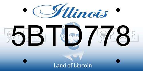 5BTD778 Illinois License Plate