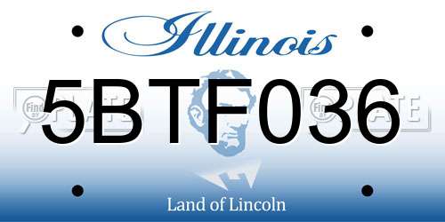 5BTF036 Illinois License Plate