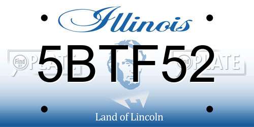 5BTF52 Illinois License Plate