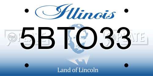 5BTO33 Illinois License Plate