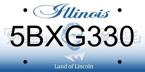 5BXG330 Illinois License Plate