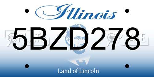 5BZD278 Illinois License Plate