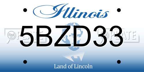 5BZD33 Illinois License Plate