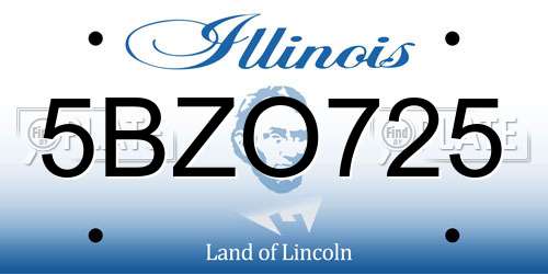 5BZO725 Illinois License Plate