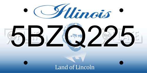 5BZQ225 Illinois License Plate