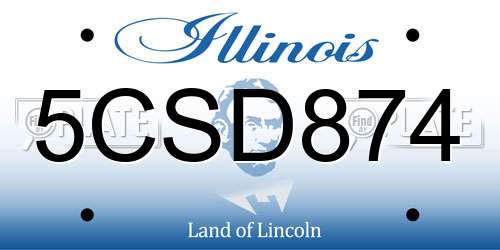 5CSD874 Illinois License Plate