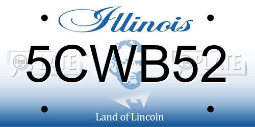 5CWB52 Illinois License Plate
