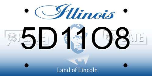 5D11O8 Illinois License Plate