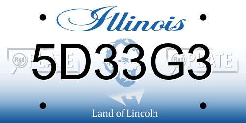 5D33G3 Illinois License Plate