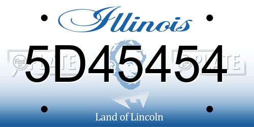 5D45454 Illinois License Plate