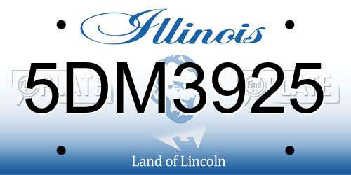5DM3925 Illinois License Plate