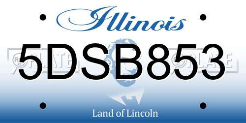 5DSB853 Illinois License Plate