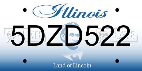 5DZD522 Illinois License Plate
