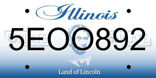 5EOO892 Illinois License Plate