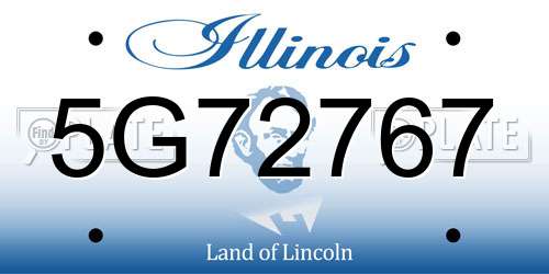 5G72767 Illinois License Plate