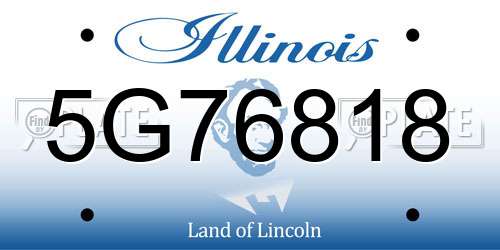 5G76818 Illinois License Plate