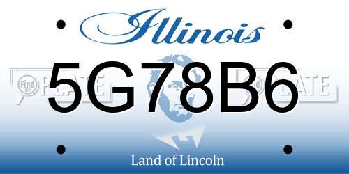 5G78B6 Illinois License Plate