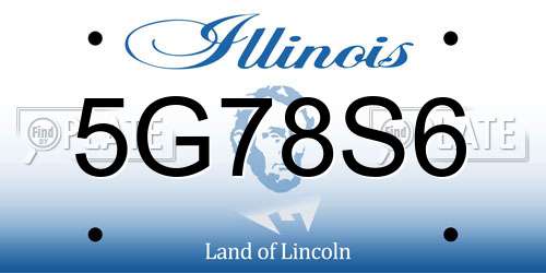 5G78S6 Illinois License Plate