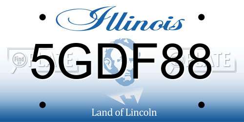 5GDF88 Illinois License Plate