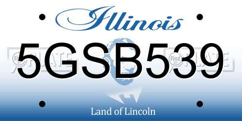 5GSB539 Illinois License Plate