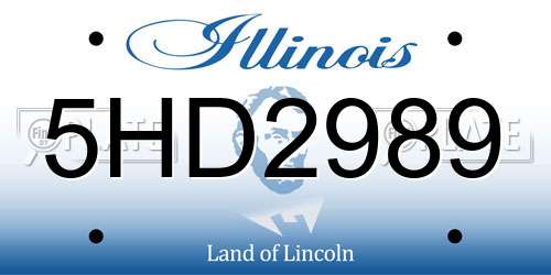 5HD2989 Illinois License Plate