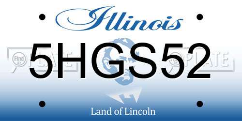 5HGS52 Illinois License Plate