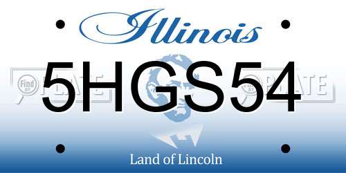 5HGS54 Illinois License Plate