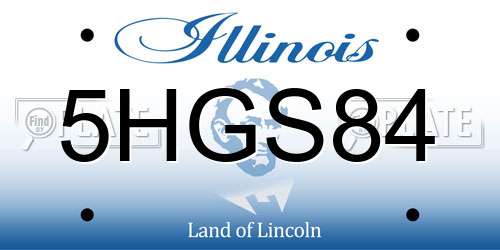 5HGS84 Illinois License Plate