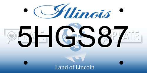 5HGS87 Illinois License Plate