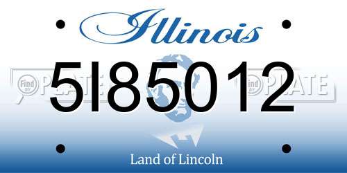 5I85012 Illinois License Plate