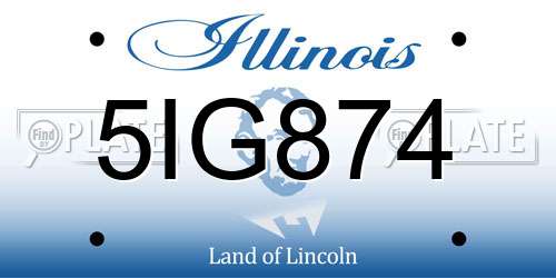5IG874 Illinois License Plate