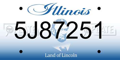 5J87251 Illinois License Plate