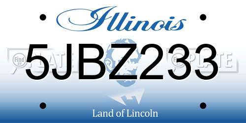 5JBZ233 Illinois License Plate
