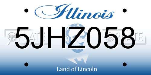5JHZ058 Illinois License Plate