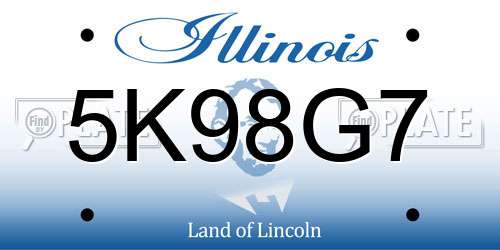 5K98G7 Illinois License Plate