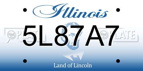 5L87A7 Illinois License Plate