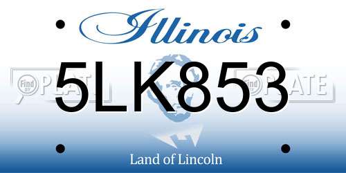 5LK853 Illinois License Plate