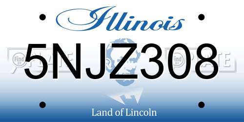 5NJZ308 Illinois License Plate