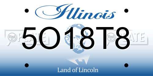 5O18T8 Illinois License Plate