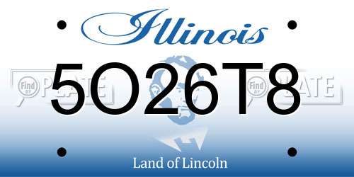 5O26T8 Illinois License Plate