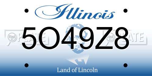 5O49Z8 Illinois License Plate