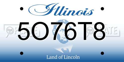 5O76T8 Illinois License Plate