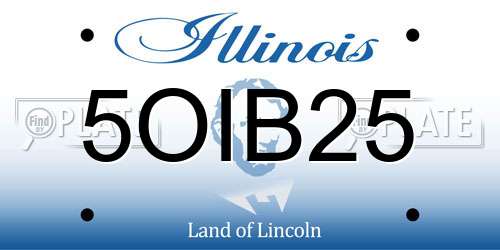 5OIB25 Illinois License Plate