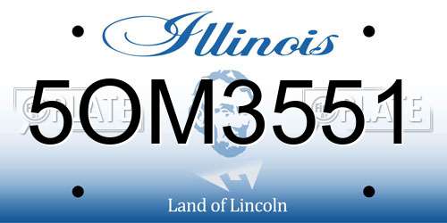 5OM3551 Illinois License Plate