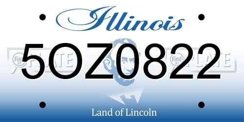 5OZ0822 Illinois License Plate
