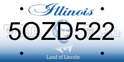 5OZD522 Illinois License Plate