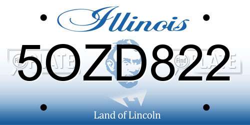 5OZD822 Illinois License Plate