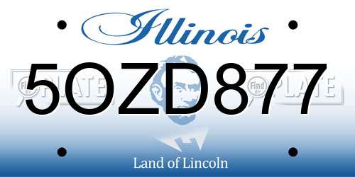 5OZD877 Illinois License Plate
