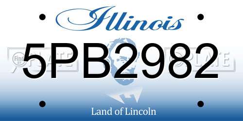 5PB2982 Illinois License Plate